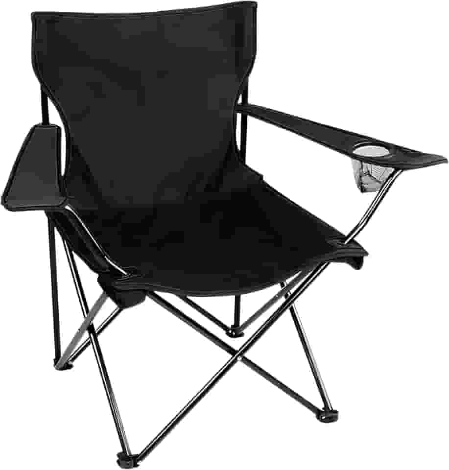 Cadeira Camping Dobrável Porta Copo Bolsa De Transporte (Preto)