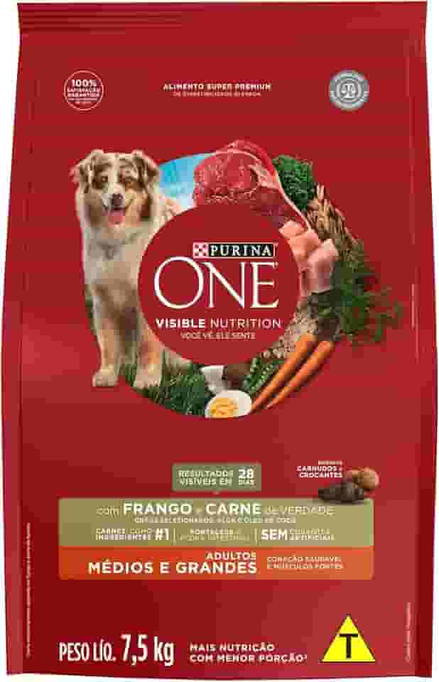 Purina ONE Ração para cães Adultos Medios e Grandes - Frango & Carne 7,5kg