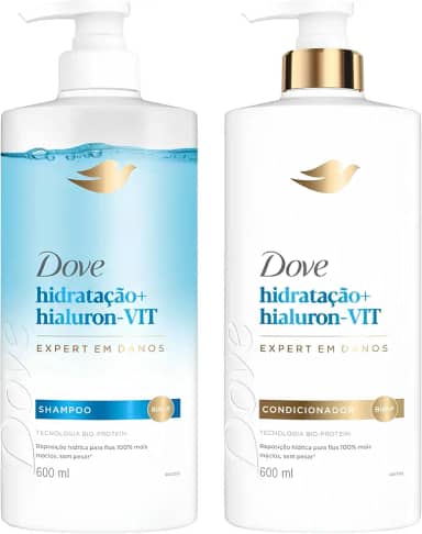 Kit Dove Hidratação + Hialuron-VIT Shampoo 600ml + Condicionador 600ml
