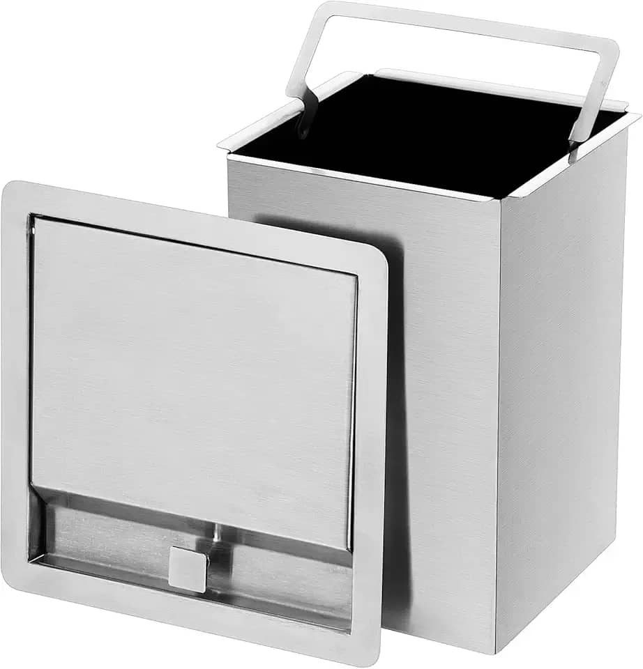 Lixeira Quadrada Pia Cozinha Embutir 4 L Inox 304 Escovado