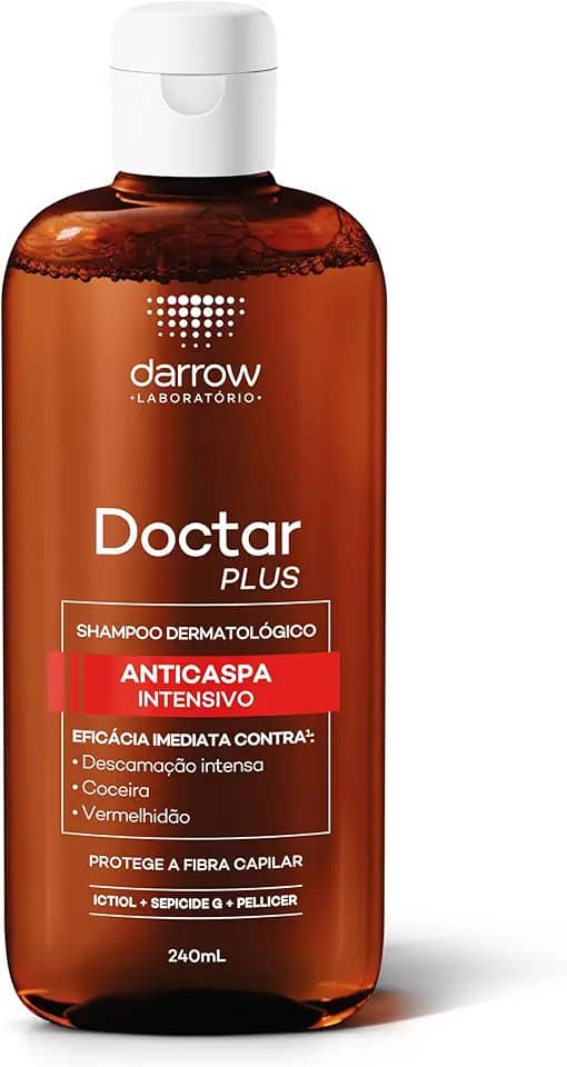 Darrow Doctar Plus Shampoo Dermatológico Anticaspa Intensivo com Fórmula Sem Sulfato que Reduz Descamação, Coceira e Oleosidade e Protege a Fibra Capilar, 240ml