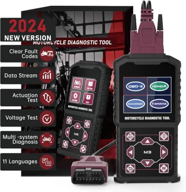 Ferramenta de diagnóstico de motocicleta OBD2 Ferramenta de leitura de códigos de falha de motocicleta leitor de código de motocicleta compatível com Yamaha 2/3/4P, Kawasaki 4-6P, Honda 4P, OBDII (não