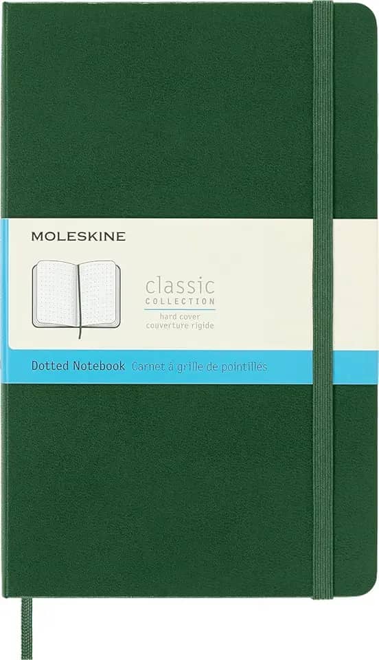 Moleskine Caderno clássico, capa dura, grande (12,7 cm x 21 cm) pontilhado, verde murta, 240 páginas