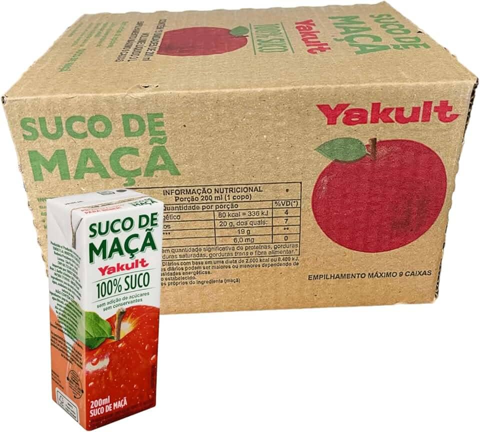 Suco Yakult 100% Maçã Caixa C/15 Unidades - Sem Açucares