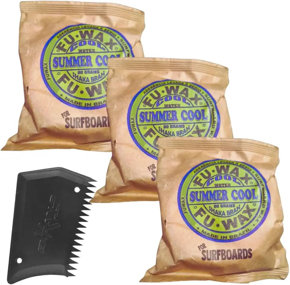 Parafina Surf Fuwax Super Aderência e Rendimento Kit 3 Fu wax 80g e Raspador