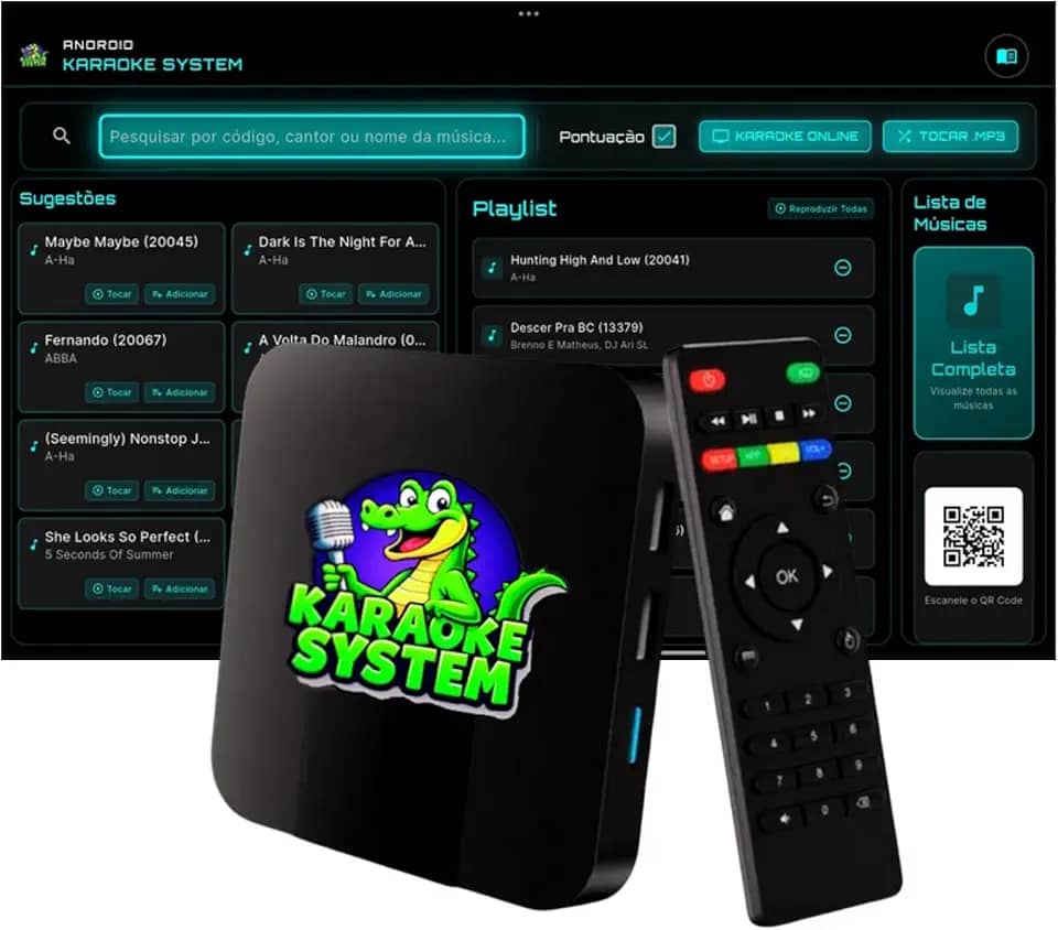 Aparelho TV Karaoke Box 18.000 Músicas Com Pontuação Real, Sistema de Busca, Numeração, Altera Tonalidade
