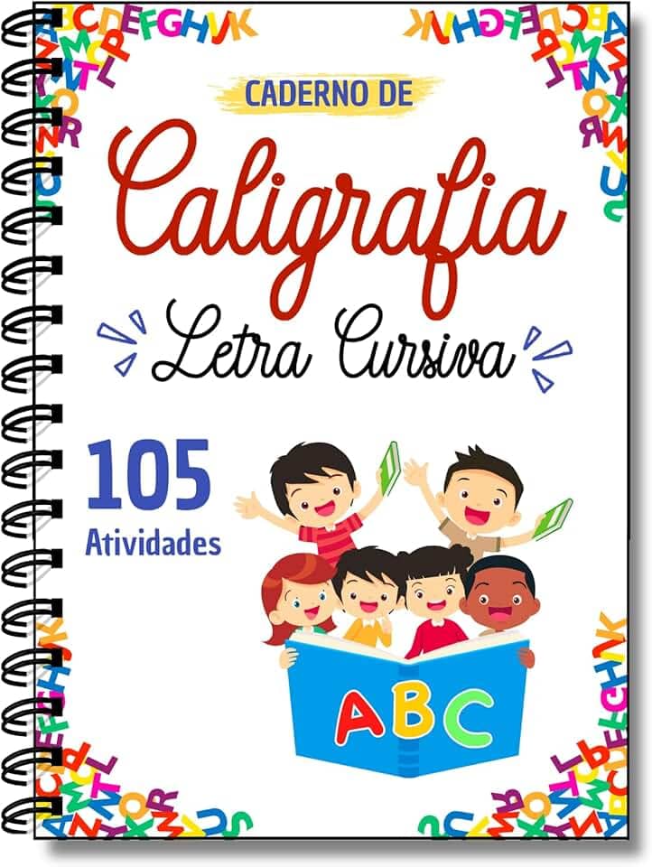 Caderno de Caligrafia Infantil melhora letra cursiva 105 atividades educativas 53 páginas A4