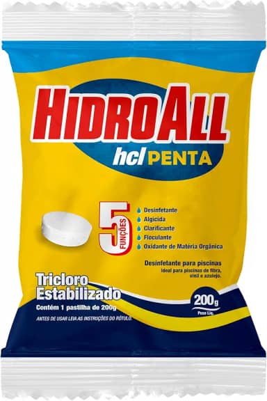 HidroAll Cloro para piscinas hcl Penta pastilha 200g