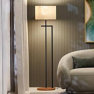 UNIDECOR CASA Luminária Abajur de Chão Salone Decorativa em Aço Carbono Preto com Cúpula