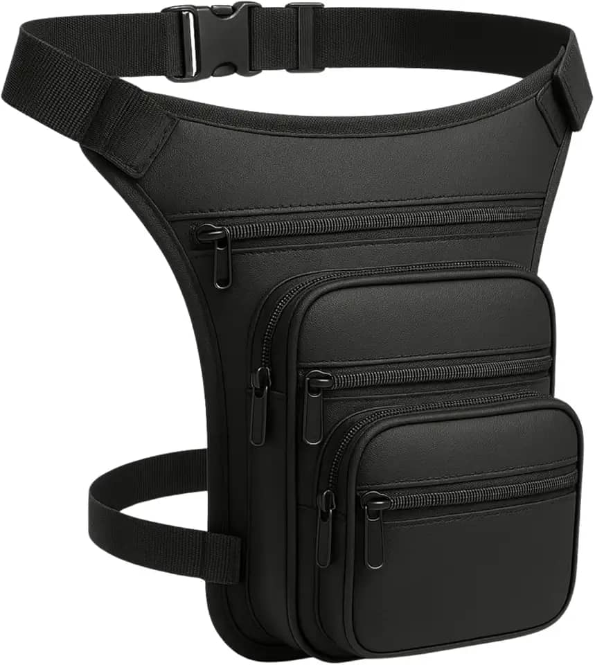 Pochete de Perna Impermeável Cartucheira Tática Preta – Masculina e Feminina – Bolsa Multi Bolsos para Motociclista, Camping, Trilha, Pesca, Shows e Eventos – Prática e Segura
