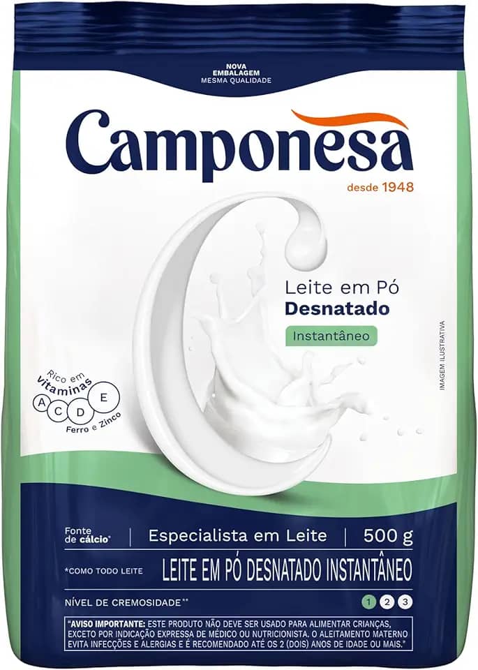 Camponesa - Leite em Pó Desnatado Instantâneo Rico em Vitaminas 500g