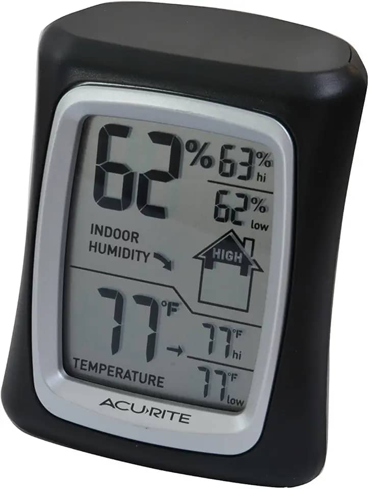 Termômetro e higrômetro interno AcuRite 00325, com medidor de umidade, preto