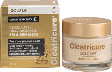 Cicatricure Gold Lift Creme Noturno Facial Hidratante Antirrugas com Efeito Tensor, Nutritivo para Autorreparação, Reafirma Contorno, Reduz Rugas Gravitacionais em 6 Semanas, Clareador 50g