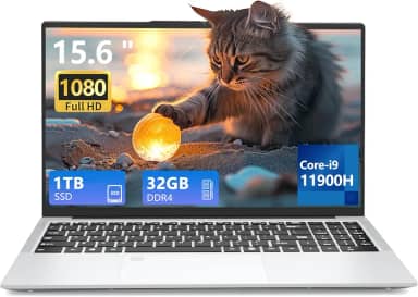 AVENKA Laptop para jogos Core I9-11900H, laptop de 15,6 polegadas, laptops 32 GB de RAM 1 TB SSD, 180 ângulos abertos FHD 1920 * 1080 tela de desbloqueio de impressão digital teclado retroiluminado