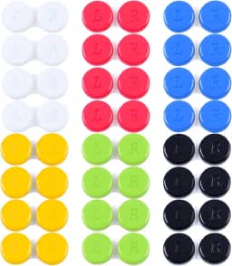 ELCOHO 24 Pacotes De Estojos Para Lentes De Contato, Caixa De Suporte Para Lentes De Contato, Recipiente Para Lentes De Contato Para Olhos Esquerdo/Direito, 6 Cores