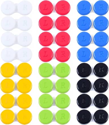 ELCOHO 24 Pacotes De Estojos Para Lentes De Contato, Caixa De Suporte Para Lentes De Contato, Recipiente Para Lentes De Contato Para Olhos Esquerdo/Direito, 6 Cores