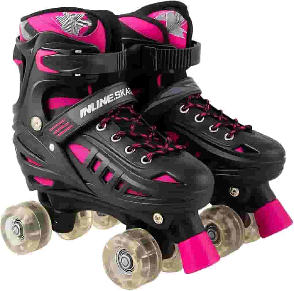 Patins Quad 4 Rodas Ajustável para Jovens e Adultos Iniciantes – Estilo Clássico Uso Interno ou Externo - Ideal para meninos e meninas