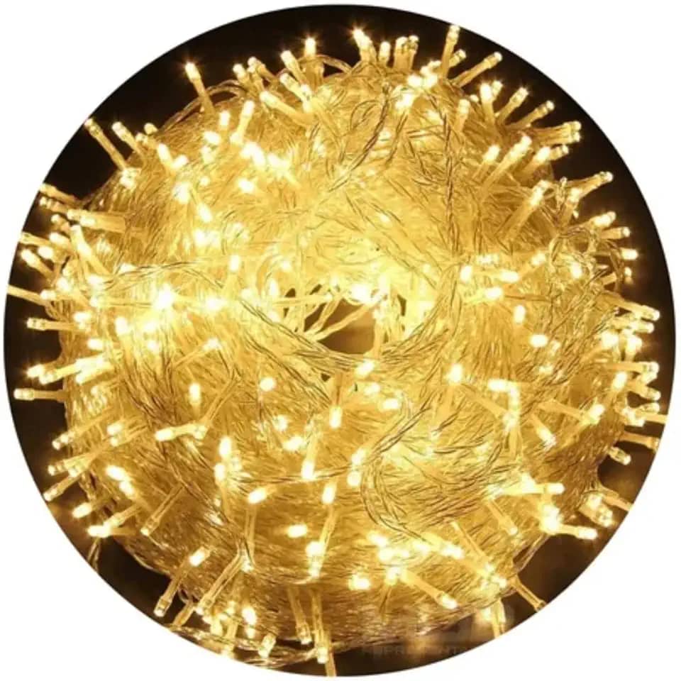 Cordão Pisca Natal 30m Branco Quente 300 Leds 8 Modos Luvinco 110v