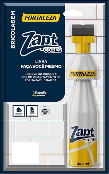 FORTALEZA Zapt Cores Branco – Tinta para Rejunte Acrílico Líquido – Renovador de Cor com Alta Cobertura – Para Cerâmica, Porcelanato e Pastilhas – Uso Interno e Externo – 200ml