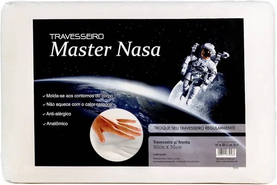 Travesseiro Nasa Visco Perfil Baixo 10 cm Ultrafresh Com Capa Antialergico