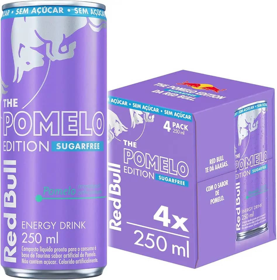 Pack de 4 Latas Red Bull Energético, Pomelo Edition, Sem Açúcar, 250ml