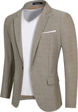 Blazer masculino esportivo casual para homens, caimento justo, com um botão, jaqueta leve