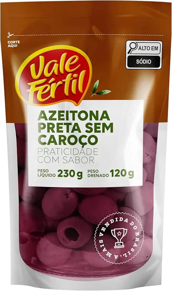 Vale Fértil Azeitona Preta Em Conserva Sem Caroço Sachê 120G