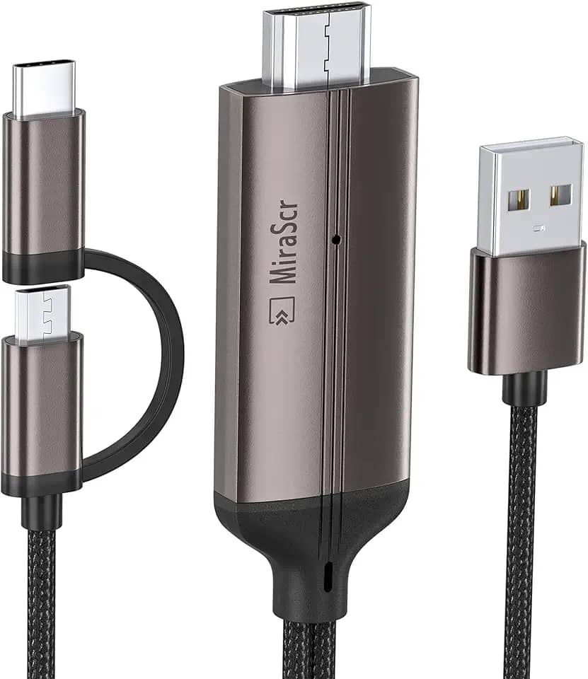 Cabo HDMI 2 em 1 USB C Tipo C/Micro USB Android Telefone para TV, adaptador MHL para HDMI 1080p HD HDTV cabo de espelhamento e carregamento para todos os smartphones Android, tablets para TV/projetor/monitor, 2 metros