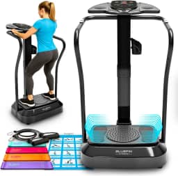 Bluefin Fitness Plataforma de vibração | Modelo profissional | Design atualizado com motores silenciosos e alto-falantes embutidos, preto (placa de vibração de 2000)