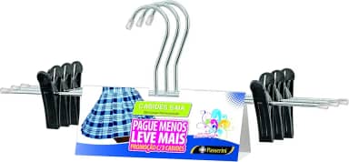 Cabide de Saia e Shorts Cromado Organização Roupa Armario - Kit com 3 unidades