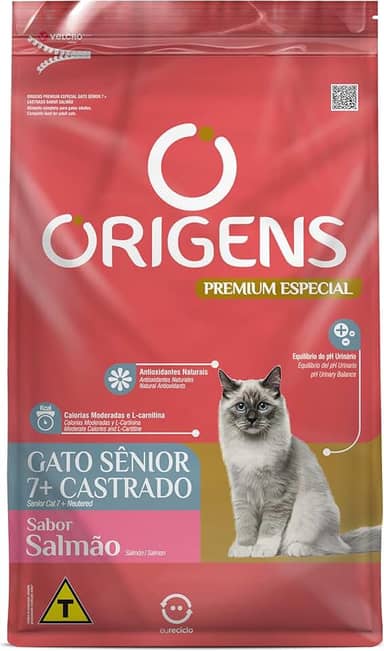 Origens Ração Seca Para Gatos Sênior Castrado Sabor Salmão 3Kg