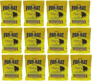 Kit 12un For-Rat Isca Matas-Ratos Sachê 25g Raticida Granulado Para Ratos Ratazanas e Camundongos