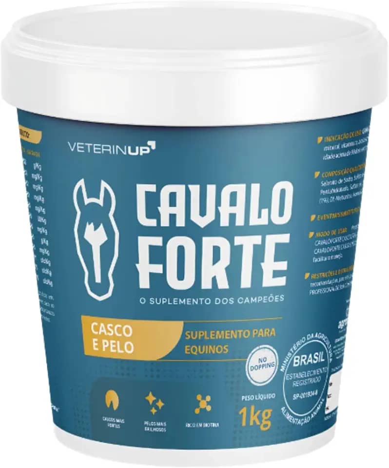 Suplemento Cavalo Forte Casco e Pelo 1kg | Brilho, Força e Vitalidade | Melhora a Qualidade da Pelagem e Fortalece os Cascos dos Equinos