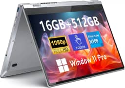 FUNYET Laptop com tela sensível ao toque, laptop para jogos 2 em 1 de 14 polegadas, Intel N100, 16 GB RAM 512 GB SSD, 1920 x 1080, desbloqueio de impressão digital, teclado retroiluminado, Windows 11