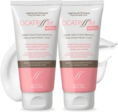 Cicatrissim White Creme Para Estrias Brancas e Antigas - Kit 2 Unidades - Suaviza Estrias, Uniformiza e Firma a Pele - Todos os Tipos de Pele - 150g Cada