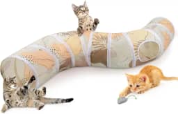 Glittme túnel para gatos, túneis para gatos para gatos internos, caverna esconde-esconde em forma de S com brinquedos para gatos, tubos dobráveis para gatos e túneis para gatos, coelhos, c