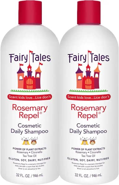 Fairy Tales Shampoo infantil Rosemary Repel Daily – Kids Like the Smell, Lice Do Not, 946 ml (pacote com 2)