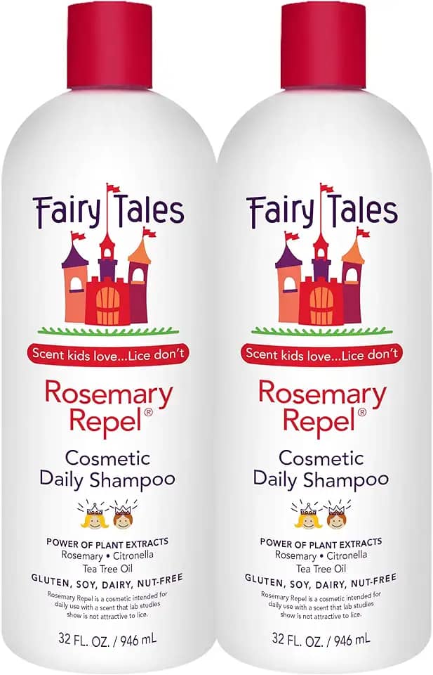 Fairy Tales Shampoo infantil Rosemary Repel Daily – Kids Like the Smell, Lice Do Not, 946 ml (pacote com 2)