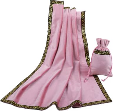 BLESSUME Toalha de mesa de tarô de altar para leitura Wicca quadrada de veludo com bolsa de tarô (rosa 1)