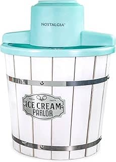 Nostalgia Máquina de sorvete elétrica - estilo salão, à moda antiga, máquina de sorvete macia faz iogurte ou gelato congelado em minutos - Aparelho de cozinha divertido - branco - 4 litros