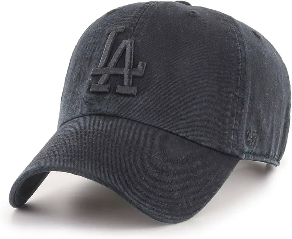 47 Boné Strapback da marca - Clean UP LA Dodgers preto lavado, Preto, Tamanho Único