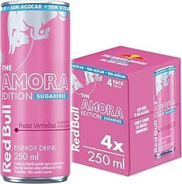 Pack de 4 Latas Red Bull Energético, Amora Edition, Frutas Vermelhas, Sem Açúcar 250ml