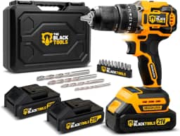 Parafusadeira Furadeira de Impacto Sem Fio 21V Brushless 2 Baterias The Black Tools TB-21YX
