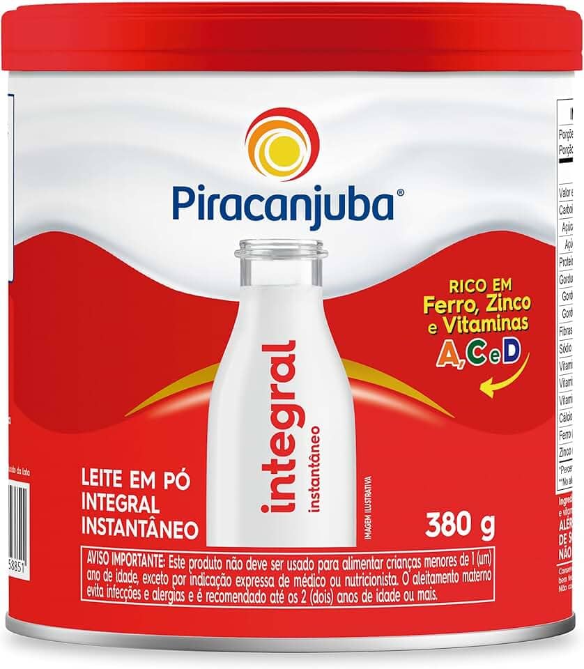 Leite em Pó Integral Instantâneo Piracanjuba Lata 380g