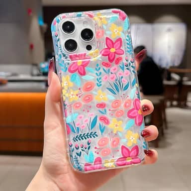 Capa compatível com iPhone 12 Pro Max (proteção contra quedas de grau militar de 3 metros), com design de flores coloridas, capa à prova de choque de TPU 02 flores coloridas-12 Pro Max