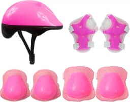 Kit de Proteção Capacete + Cotoveleira + Joelheira Rosa M 55-59cm DM Radical