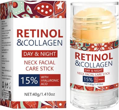 Bastão facial de retinol com ácido hialurônico, retinol e colágeno para cuidados faciais para o pescoço para levantar a pele, bálsamo hidratante facial dia e noite creme antienvelhecimento para