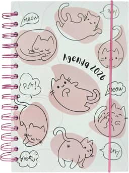 Agenda Diária 2026 Pets, 21x14cm, 168 Folhas, Capa Dura, Espiral, Estampa Cachorrinho e Gatinho (Modelo 7)