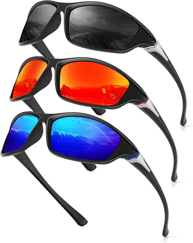 Óculos de sol esportivos masculinos, polarizados, masculinos: óculos de sol para homens, proteção UV para corrida, ciclismo, pesca