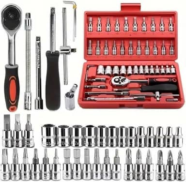 Kit 46 Chave Catraca Jogo De Soquetes Allen Torx Ferramentas catraca soquete de 1/4 barra de extensão